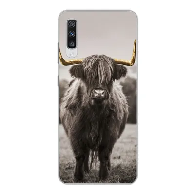 Produktbild von MuchoWow® Handyhülle Schutzhülle Hülle für Samsung Galaxy A70 Schottischer Highlander - Gold - Hörner Silikon Softcase Handy Hülle - Schutzhaube