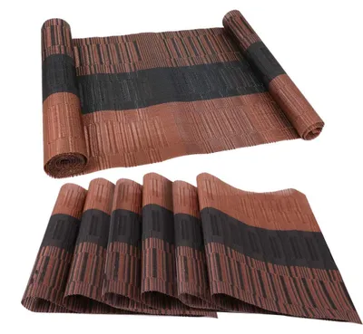 Imagen del producto de Juego de 6 manteles individuales resistentes al calor y lavables, fabricados en vinilo tejido