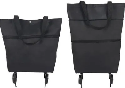Productafbeelding van Winkelwagen met wielen - Opvouwbaar - Afneembare boodschappentas - Winkelwagen