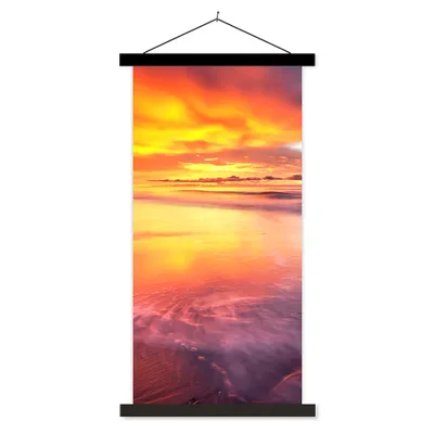 Produktbild von MuchoWow® Textilposter Sonne - Wasser - Strand 90x180 cm mit schwarzem Rahmen - Dekoration Wohnzimmer
