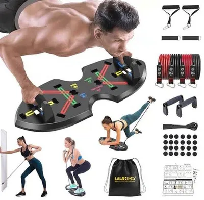 Produktbild von Famanu Push-Up Board mit Widerstandsbändern – 20-in-1 Tragbares Homegym