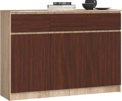 Immagine prodotto di Akord Mobile 3 Ante 3 Cassetti Sonoma/Wenge 138X40X99 Cm