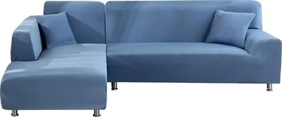 Produktbild von Elastisch Sofabezug Ecksofa L Form Sofahusse Sofa Überwurf Sofaüberwurf Couch Bezug, für Ecksofa (3-Sitzer+3-Sitzer),Blau