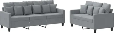 Produktbild von vidaXL 2-tlg. Sofagarnitur mit Kissen Hellgrau Stoff