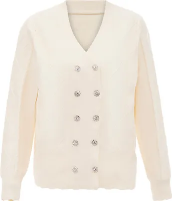 Produktbild von carato damen strickjacke - wollweiss, XS/S