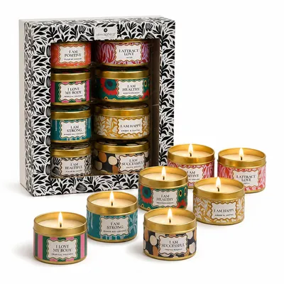 Produktbild von Duftkerze in Dose – Stimmungsbeleuchtung – Aromatherapie Kerze – Lange Brenndauer – Entspannender Duft – Wohnaccessoire Geschenkidee