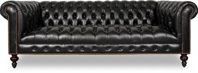 Produktbild von Hochwertige Leder Sofa Textil Stoff Chesterfield Couch England schwarz Sofas Neu