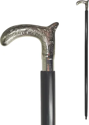 Produktbild von Klassischer Spazierstock aus Holz mit graviertem Griff aus Metall