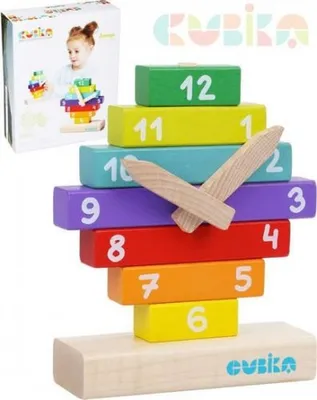 Zdjęcie produktu dla Zegar Sorter Drewniany Klocki Cyfry Wskazówki Zestaw Do Nauki Dla Dzieci
