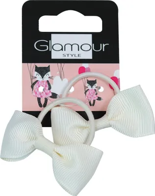 Produktbild von Glamour Kinder Haargummis Crema Schleifen, 2er Set