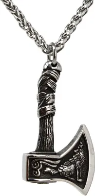 Produktbild von Lederkette Edelstahlkette 316L WOLF AXT 60 cm Edelstahl 05-03