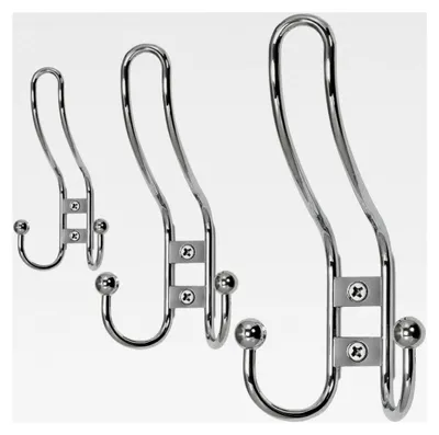 Produktbild von 3 Stück Kleiderhaken Doppelhaken Huthaken silber Garderobenhaken Wandhaken Handtuchhaken