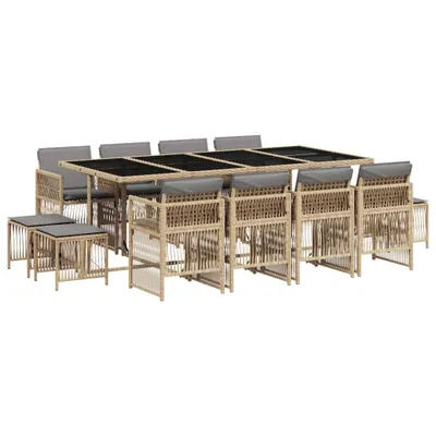 Produktbild von vidaXL 13-tlg. Garten-Essgruppe mit Kissen Beigemischung Poly Rattan