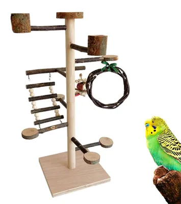 Imagen del producto de Palo de madera para aves, soporte para jaulas, accesorios