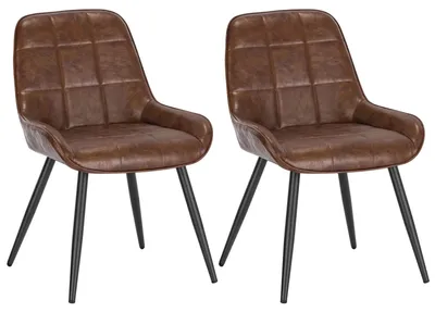 Obrázek produktu pro Jídelní židle - Židle - Designová židle - Kancelářská židle - Hnědá umělá kůže - Ergonomické pohodlí