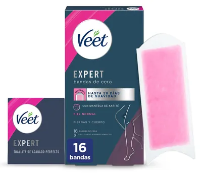Produktbild von Veet Expert Kaltwachs-Streifen zur Haarentfernung von Beinen und Körper, mit Kar