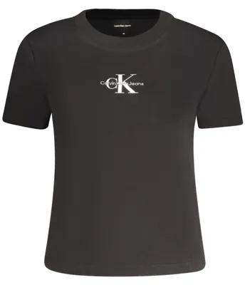 Produktbild von Damen Kurzarm-T-Shirt Schwarz aus Regenerativer Baumwolle mit Stickerei