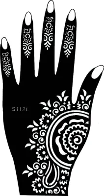 Produktbild von Henna Tattoo Schablone für die linke Hand