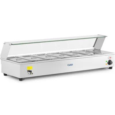 Produktbild von Royal Catering Bain-Marie - inkl. 6 GN 1/3 Behälter - Ablasshahn - Glasschutz