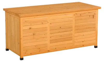 Produktbild von Gartenschrank aus Tannenholz, wasserbeständig 127x56x60cm, Gelb