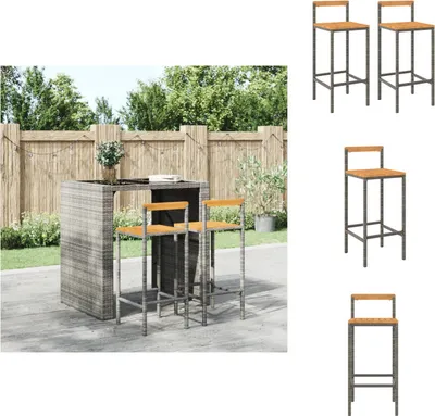 Produktbild von vidaXL Barhocker 2 Stk. Grau Poly Rattan und Massivholz Akazie -  Barhocker