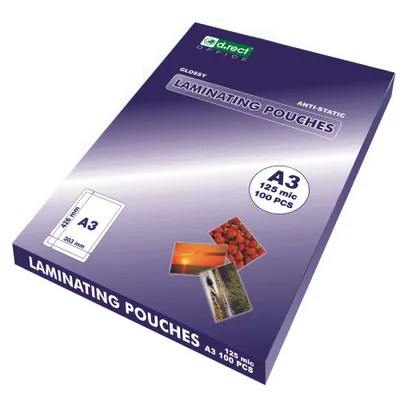 Immagine prodotto di 100 pezzi. Pellicola di laminazione lucida buste di laminazione A3 125 mic.