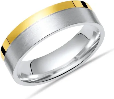 Produktbild von 925 Silberring mit polierter goldener Kante - Größe wählbar R8536