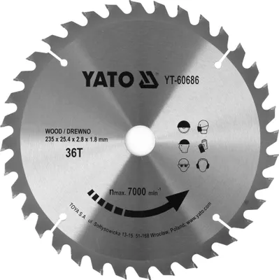 Produktbild von Yato YT-60686, Kunststoff, Holz, 23,5 cm, 2,54 cm, Hartmetall-bestücktes Wolfram (TCT), 7000 RPM, Yato
