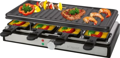 Produktbild von Bomann ®️ Raclette pro 8 osob s odnímatelnou grilovací deskou | gril s nepřilnavým povrchem | s krytem Cool Touch | bezpečný stojan | RG 6039 CB