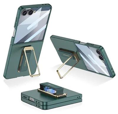 Produktbild von Für Samsung Galaxy Z Flip7 GKK Ultra Dünne Full Cover Hülle mit Drehständer Grün