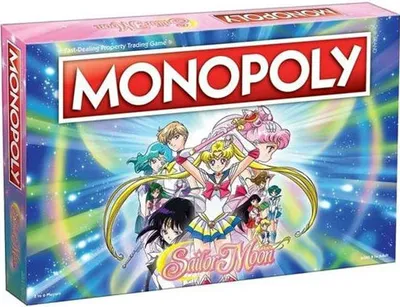 The image shows the front of a Monopoly Sailor Moon Edition board game box.