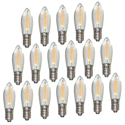 A collection of LED filament light bulbs.