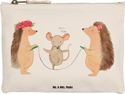 Produktbild von Mr. & Mrs. Panda Federtasche Igel Seilhüpfen Größe M - Weiß - Geschenk, Lustige Sprüche, Kindergarten, Kosmetiktasche, Kulturbeutel, Maus, Federmappe, Waschbeutel, Kinder