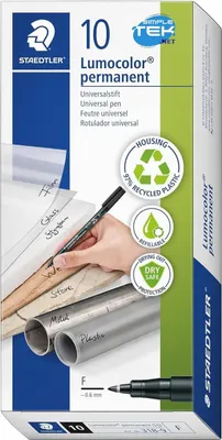 Productafbeelding van STAEDTLER 318-9 Lumocolor F, waterbestendig, zwart, set van 10