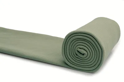 Produktbild von Gestricktes Baumwollbündchen, Baumwollzieher, Bündchenstoff, Salbei, 50 x 125 cm