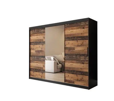 Produktbild von Dreitüriger Kleiderschrank ORISA 2 – Breite 250 cm, schwarz / old style