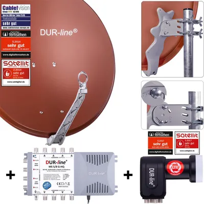 Produktbild von DUR-line Select 75/80cm Komplettanlage ziegelrot 1xSAT/8TN