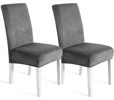 Immagine prodotto di Copri sedie in velluto, set da 2, universali, elasticizzati, lavabili, color grigio chiaro