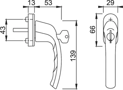 Immagine prodotto di Maniglia per finestra Hoppe Tokyo con serratura F9016 in alluminio verniciato bianco traffico, Secu100 0710S/U26 (100 Nm), quadrato 7 - 40 mm