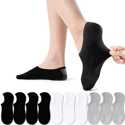 Productafbeelding van PAUNEW sokken voor dames, sneaker sokken, maat 35-38, 10 paar, zwart, wit en grijs