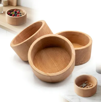 Obrázek produktu pro SADA 3 BUKOVÝCH MISEK 15 cm, olejovaných, DŘEVĚNÝCH, ručně vyrobených, univerzálních