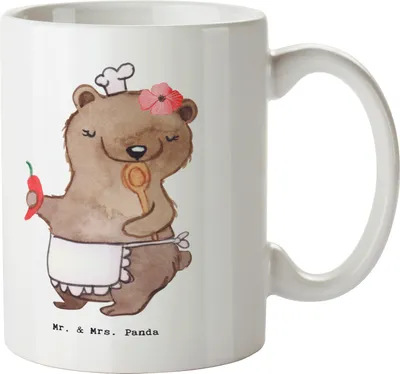Produktbild von Mr. & Mrs. Panda haferl Köchin Herz - Weiß - Geschenk, Tasse mit Spruch, Kaffeetasse, Restaurant, Lecker, schöne, Yummy, Chefköchin, Bedruckte, Sterneköchin