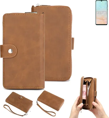 Produktbild von K-S-Trade Handyhülle Schutzhülle kompatibel mit Doogee N20 Pro & Portemonnee Tasche Handytasche Case Etui Geldbörse Wallet braun (1x)