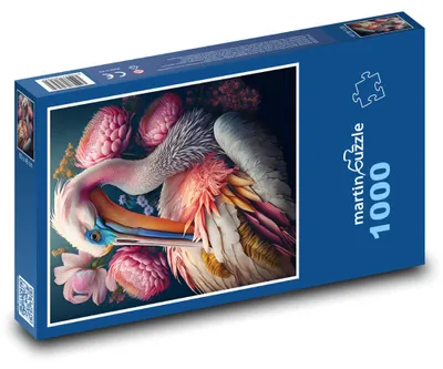 Zdjęcie produktu dla Puzzle 1000 Kolorowy pelikan z kwiatami - martinpuzzle