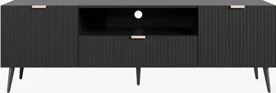 Produktbild von Fernsehschrank ‘Nand’ mit Schublade und 2 Türen geriffelt 160 x 40 x 51 cm Schwarz