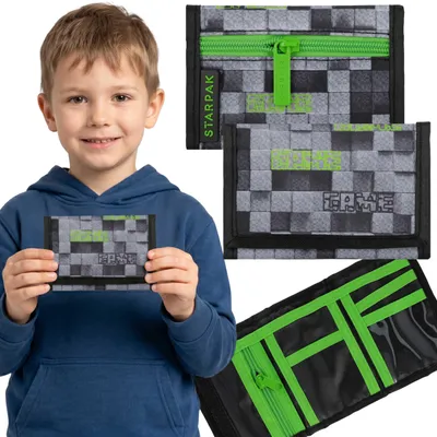 Produktbild von Gaming-Geldbörse für Jungen, Geldbeutel mit Klettverschluss, 9 × 13 × 1 cm