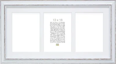 Image de Deknudt S221H3 Cadre photo blanc avec passe-partout pour 3 photos 13x18 cm