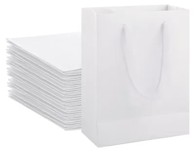 Zdjęcie produktu dla Zestaw 20 białych papierowych torebek prezentowych z uchwytami