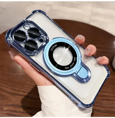 Produktbild von MagSafe Handyhülle mit Kameraschutz und Ringhalter für iPhone 16 Pro Max–Transparent, Stoßfest, mit Ständer
