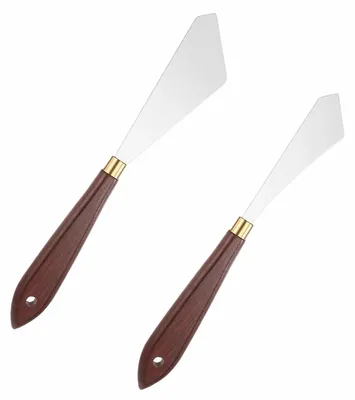2 Malmesser Edelstahl mit Holzgriff, 2,5 & 3,5 cm breit, 21 & 21,5 cm lang